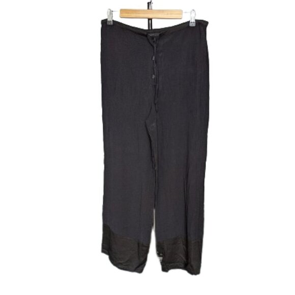 Annie Thompson Wide Leg Drawstring Pants with Contrast Hem - Picture 1 of 11